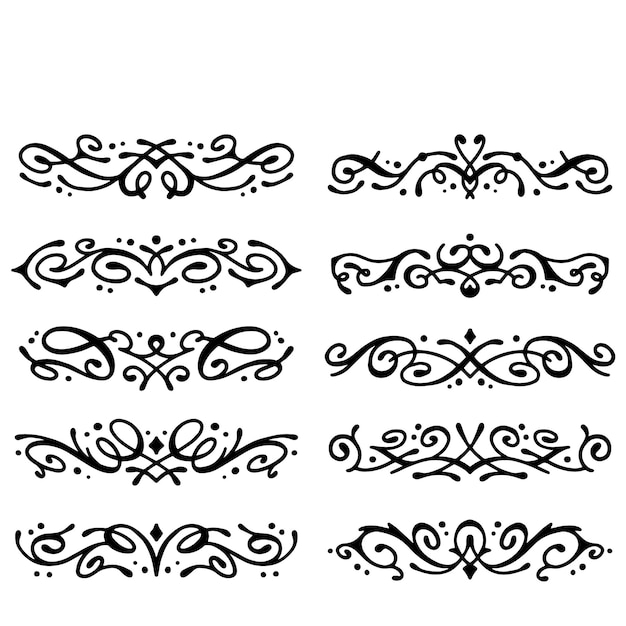 Marcos vintage de oro Conjunto de bordes decorativos Conjunto del ornamento floral Decoración antigua vectorial