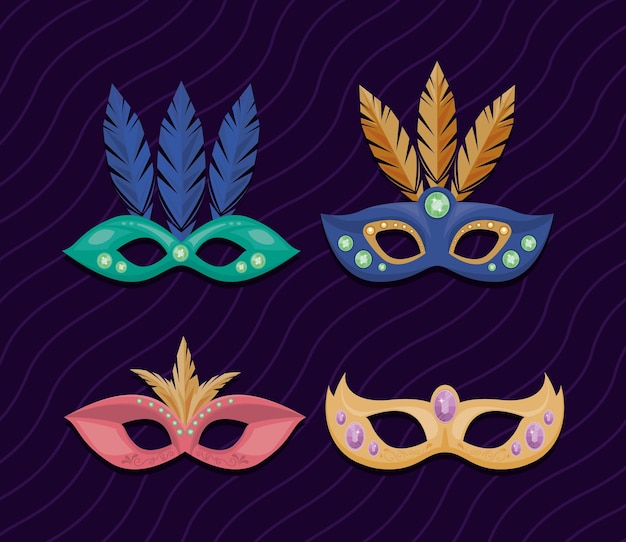 Mardi gras cuatro máscaras