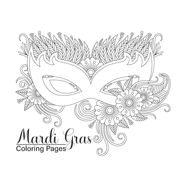 Mardi Gras Musk Coloring Pages para el estilo de dibujo con mehndi floral