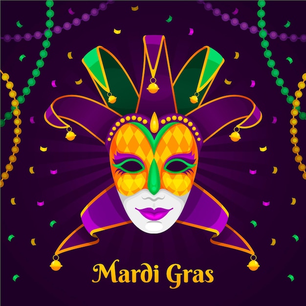 Vector mardi gras plano detallado