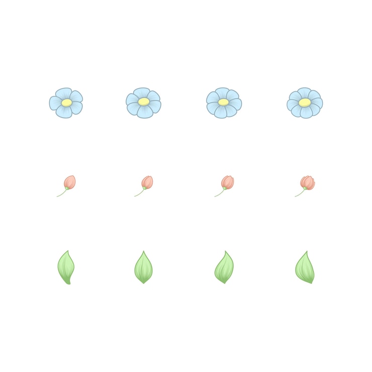Vector margarita elementos pastel individuales