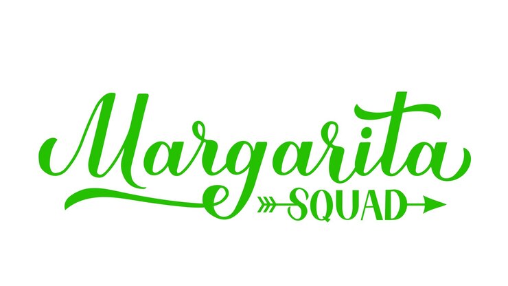 Vector margarita escuadrón caligrafía letras a mano cita de alcohol graciosa para la fiesta mexicana cinco de mayo plantilla vectorial para cartel pancarta camisa adhesiva etc.