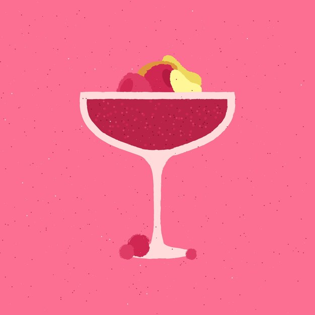 Margarita con frambuesas y rodajas para eventos Ilustración vectorial plana con textura