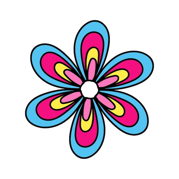 Margarita garabato coloreada en estilo vibe de 1970