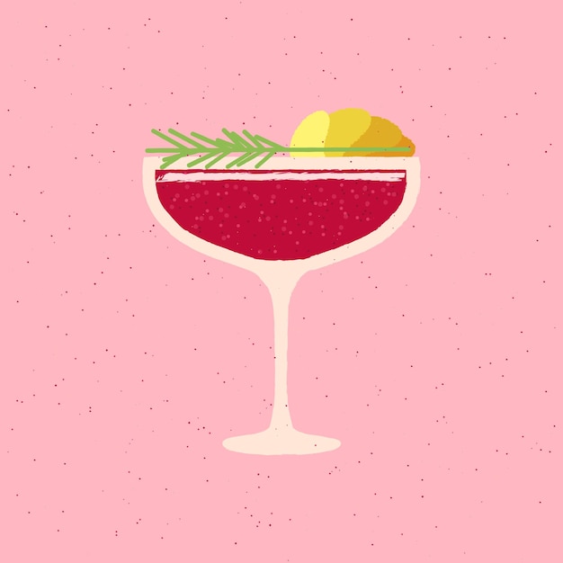 Vector margarita con romero y rodajas para bar ilustración de vector plano con textura