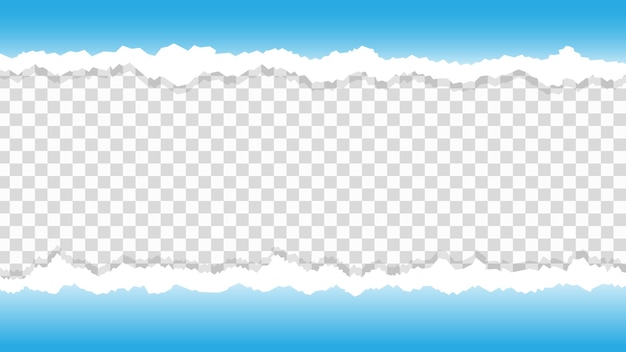 Margen de papel roto con fondo transparente y gradiente azul