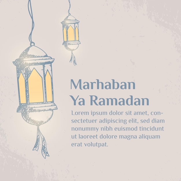 Marhaban Ya Ramadán saludando con dos linternas brillantes