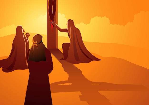 María la madre de jesús juan el discípulo amado y maría magdalena en la  crucifixión | Vector Premium