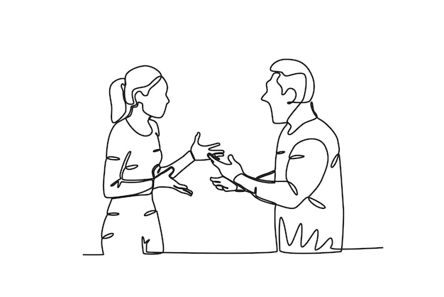 Un marido y su esposa discutieron fuertemente Problema de relación dibujo en línea