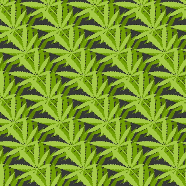 Vector la marihuana deja un patrón geométrico sin costuras sobre un fondo negro