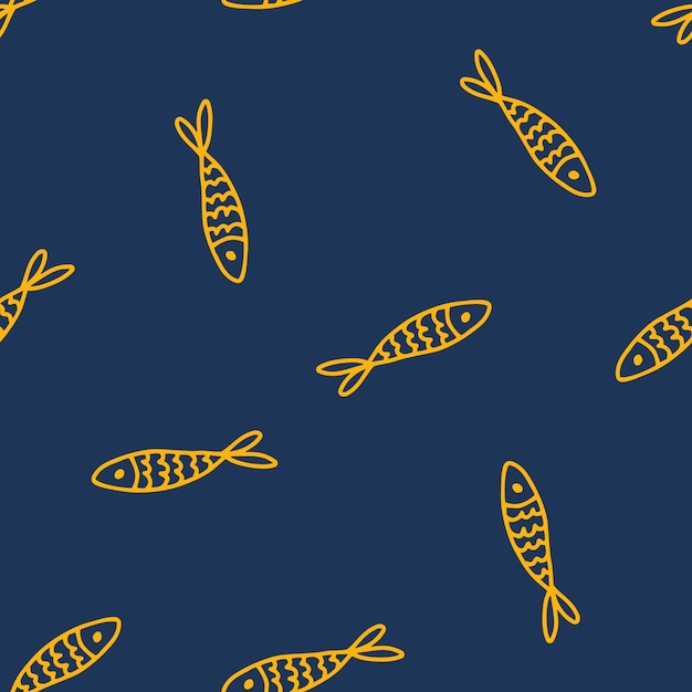Marina de patrones sin fisuras con peces amarillos