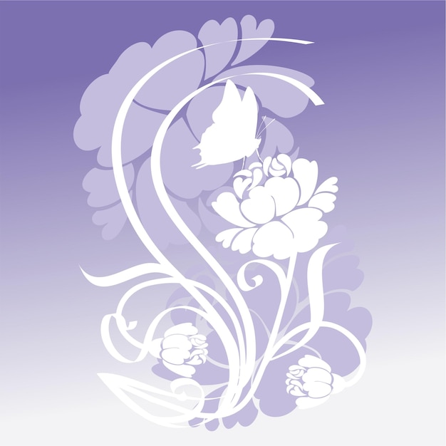 Mariposa de adorno con vector floral de adorno