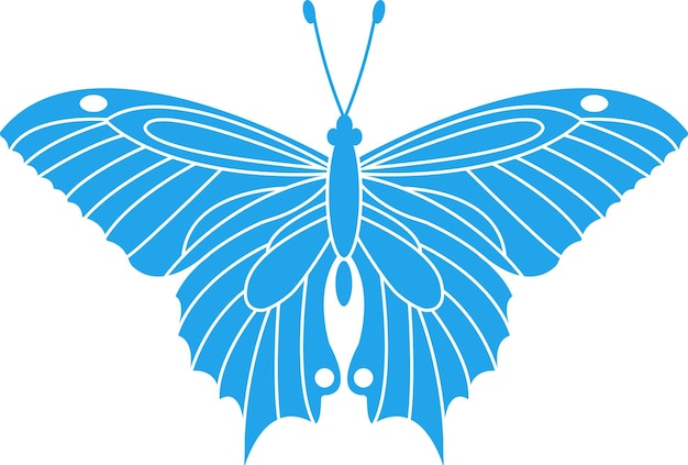 Vector mariposa azul aislado en blanco
