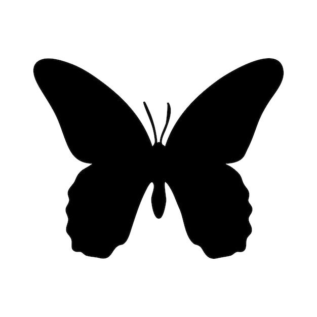 Mariposa en color negro sobre un fondo blanco para impresión y diseño ilustración vectorial