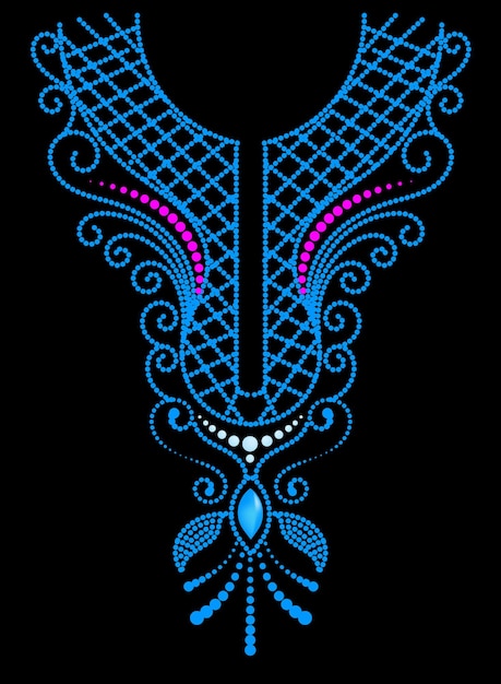 Vector una mariposa colorida con puntos azules y rosas sobre un fondo negro.