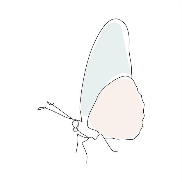 Mariposa continua Dibujo de una línea Ilustración vectorial de varias formas de insectos en contornos de moda