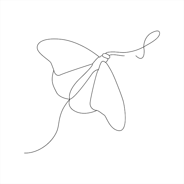 Mariposa continua Dibujo de una línea Ilustración vectorial de varias formas de insectos en contornos de moda