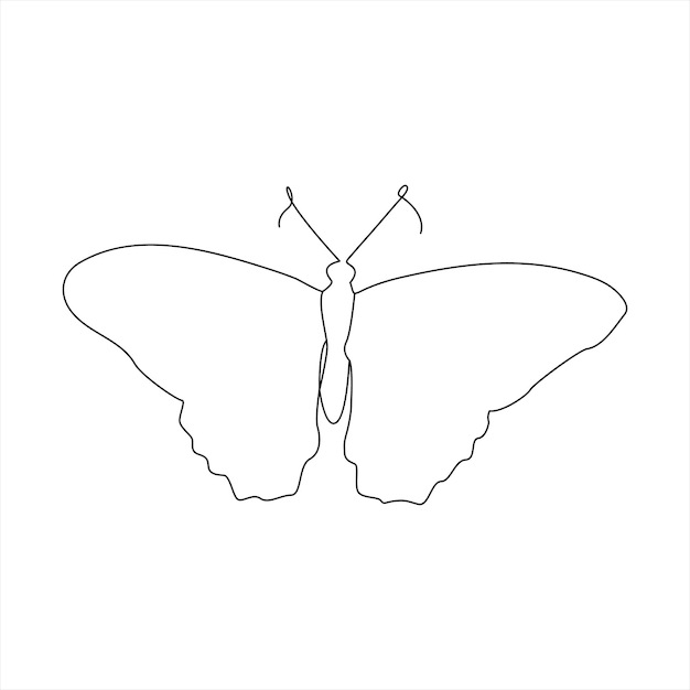 Mariposa continua Dibujo de una línea Ilustración vectorial de varias formas de insectos en contornos de moda