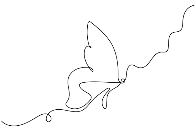 Mariposa dibujo continuo de una línea de arte vectorial de contorno aislado fondo blanco