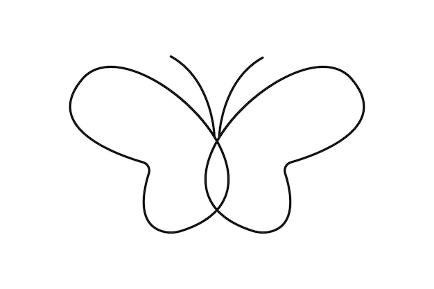 Mariposa dibujo continuo de una línea de arte vectorial de contorno aislado fondo blanco