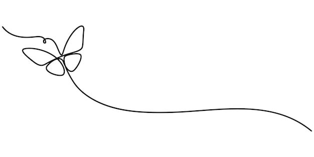 Mariposa en un dibujo de línea continua Mariposa en una línea continua dibujando hermoso vuelo
