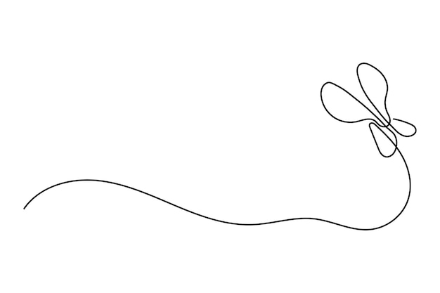 Mariposa en un dibujo de línea sólida Mariposa minimalista linda Ilustración vectorial de Doodle