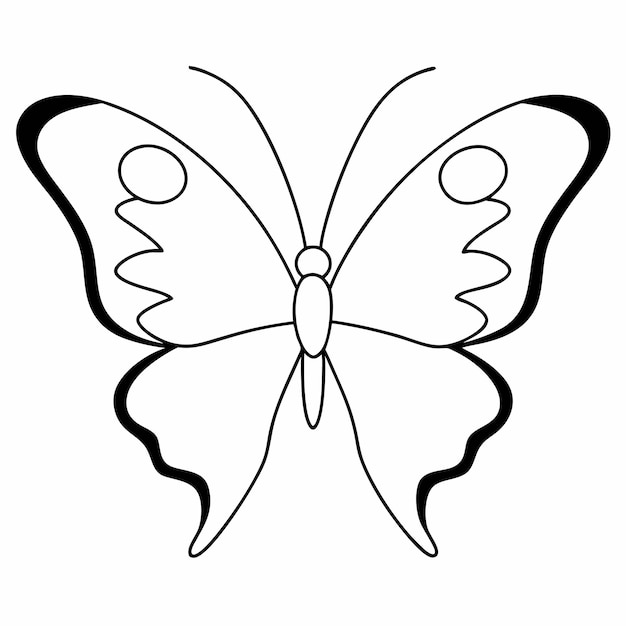 Mariposa de dos caras color vectorial silueta negra y blanca ilustración de arte de línea