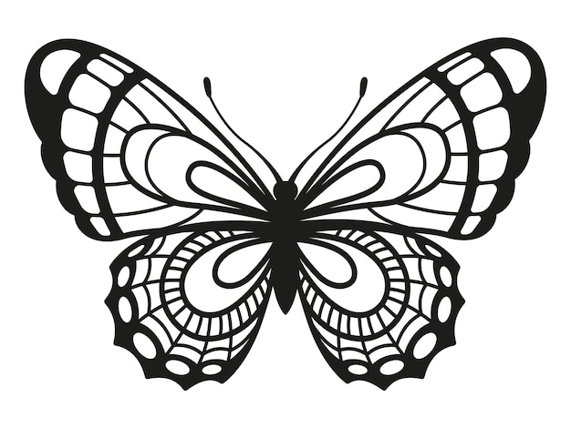 Vector mariposa elegante de la silueta del vector aislada en el fondo blanco