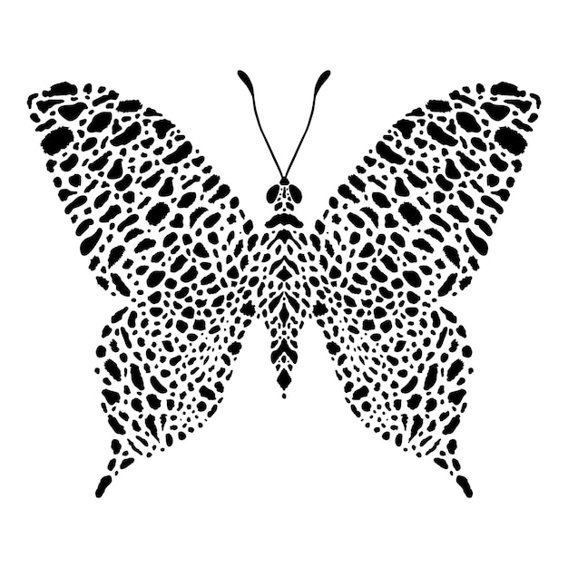 Mariposa con estampado de leopardo sobre fondo blanco.