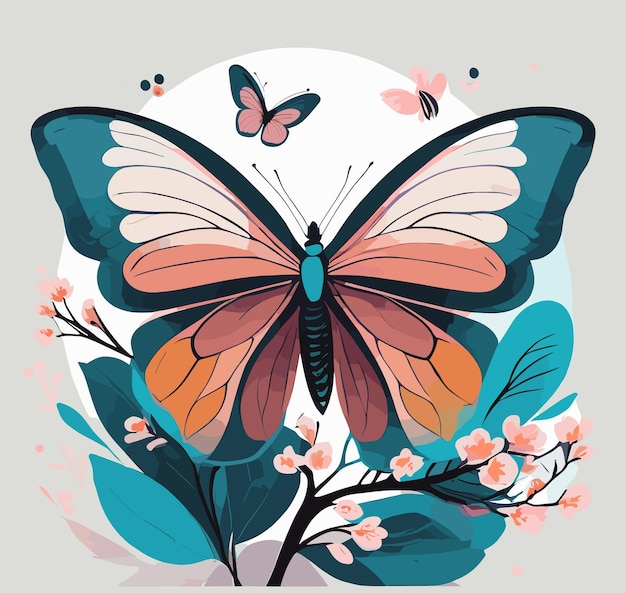 Vector mariposa y flor combina elementos florales con mariposas delicadas en tu patrón esto añade
