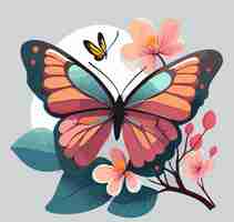 Vector mariposa y flor combina elementos florales con mariposas delicadas en tu patrón esto añade