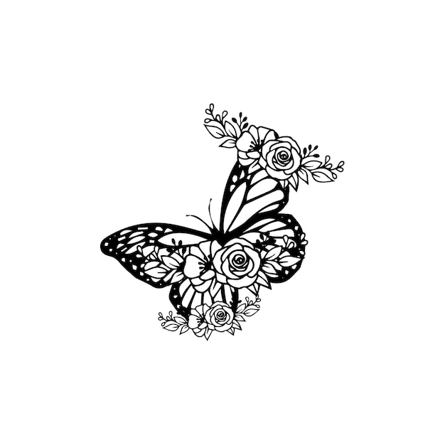 Mariposa con flores en la espalda