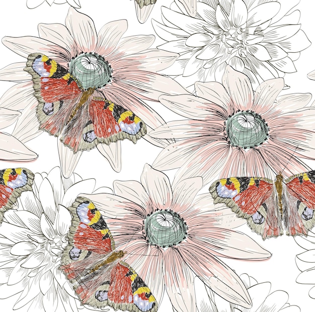 mariposa y flores
