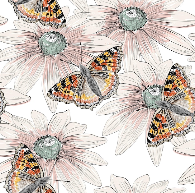 mariposa y flores