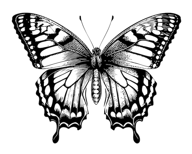 Mariposa hermoso boceto dibujado a mano ilustración vectorial insectos