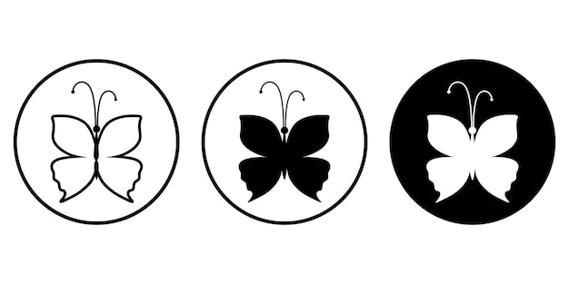 Mariposa icono botón vector signo símbolo logotipo ilustración trazo editable diseño plano estilo aislar