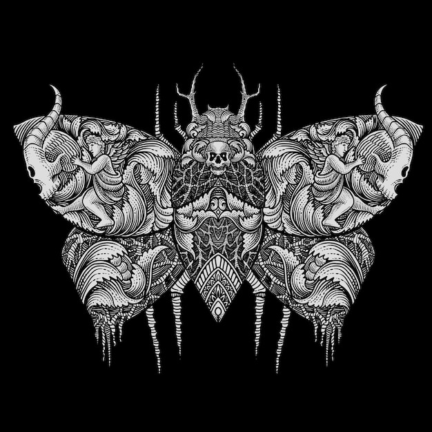 Mariposa de ilustración con estilo de arte oscuro
