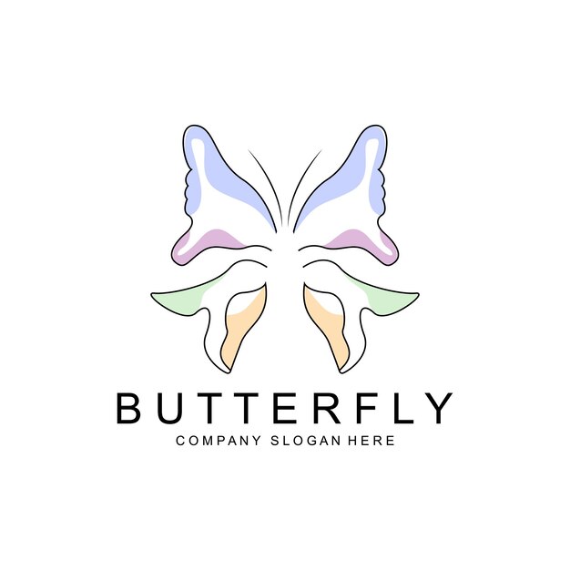 Mariposa Logo Diseño Hermoso Animal Volador Compañía Marca Icono Ilustración Serigrafía Salón