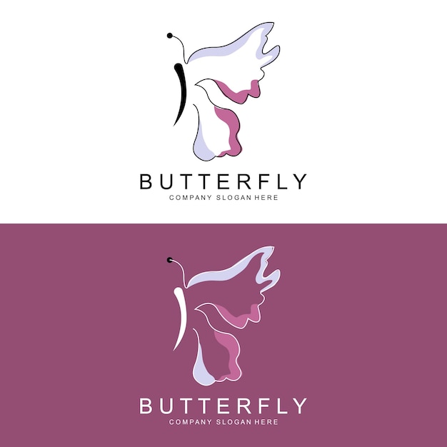 Mariposa Logo Diseño Hermoso Animal Volador Compañía Marca Icono Ilustración Serigrafía Salón
