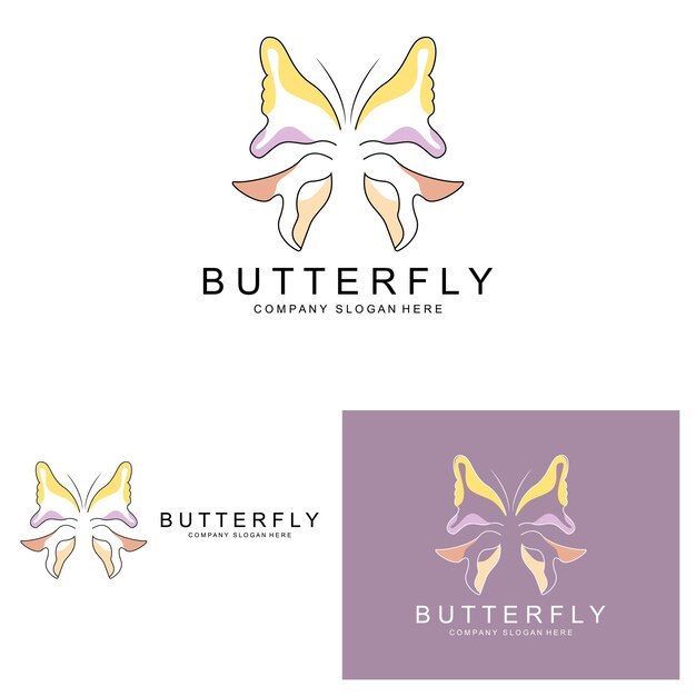 Mariposa Logo Diseño Hermoso Animal Volador Compañía Marca Icono Ilustración Serigrafía Salón