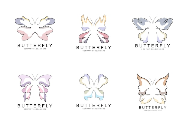 Mariposa Logo Diseño Hermoso Animal Volador Compañía Marca Icono Ilustración Serigrafía Salón