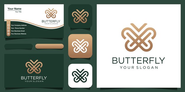 Mariposa logo vector línea contorno mono línea icono ilustración, elegante y simple insecto geométrico