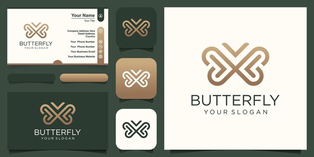Mariposa logo vector línea contorno mono línea icono ilustración, elegante y simple insecto geométrico