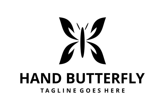Mariposa de lujo moderna creativa con plantilla de logotipo de signo de mano Ilustración vectorial.