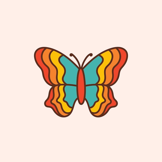 Vector mariposa maravillosa retro en estilo vintage