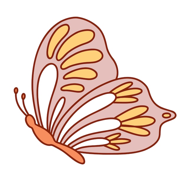 Mariposa maravillosa retro. ilustración vectorial