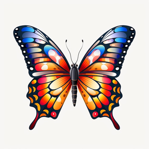 Vector una mariposa con una mariposa de colores en la parte delantera