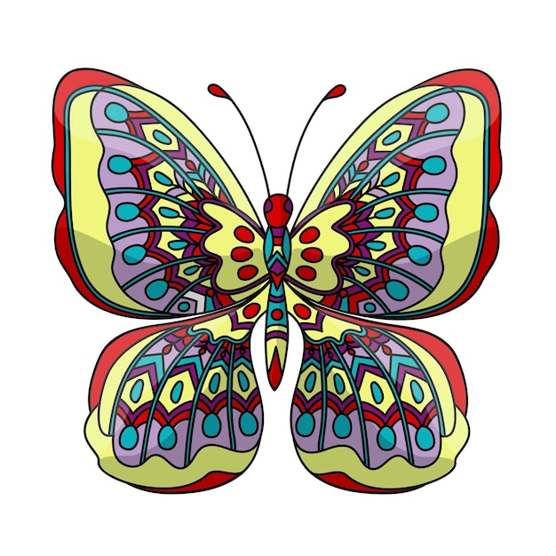 Mariposa Página para colorear en estilo zentangle