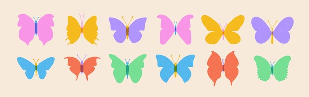 Mariposa risográfica con colección de texturas