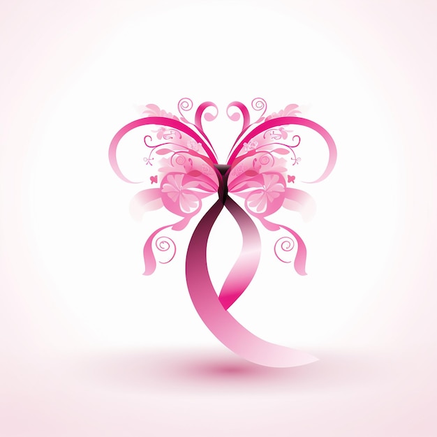 una mariposa rosa con una cinta rosa en ella